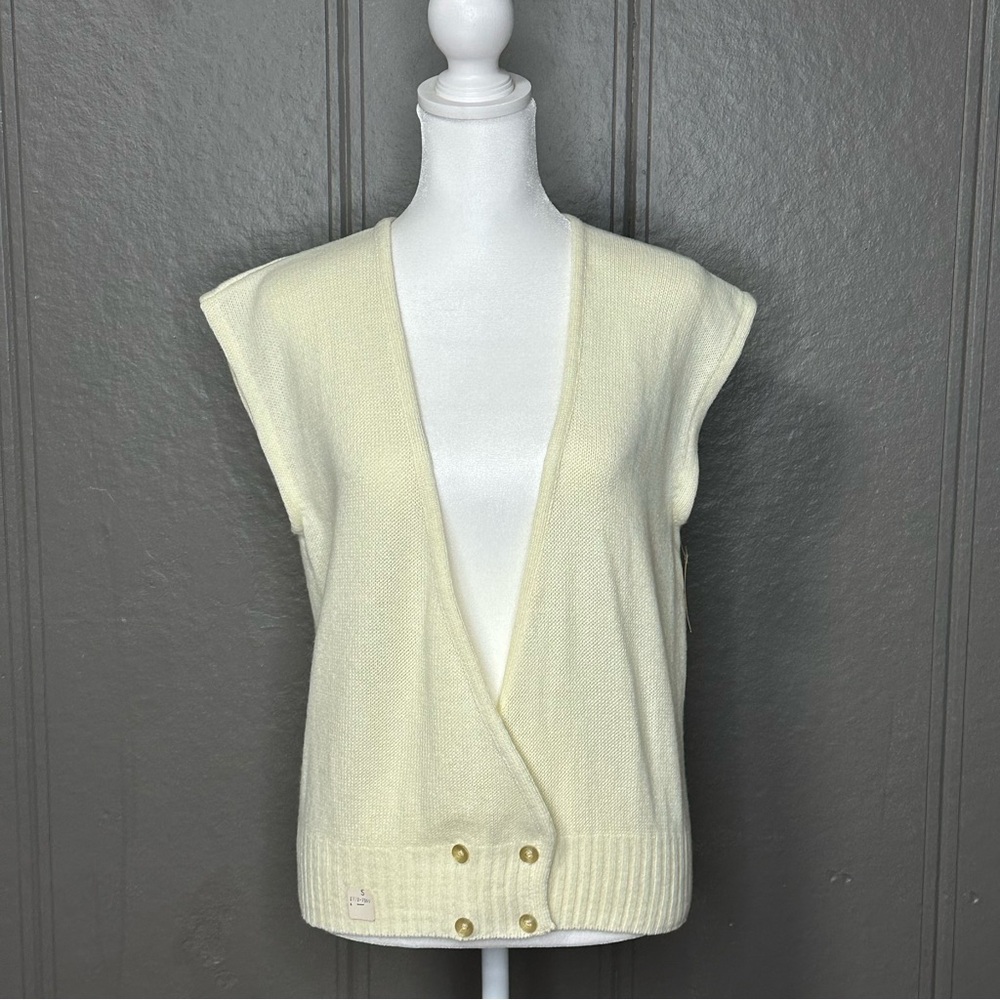 Alicia Cream Sweater Vest 80s Vintage NOS